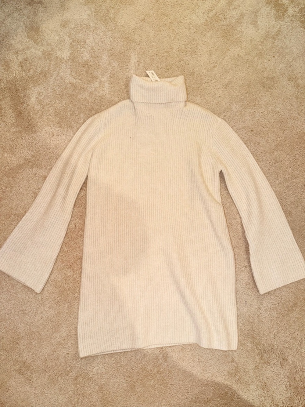Steve Madden Cream Ribbed Turtleneck Sweater Dress